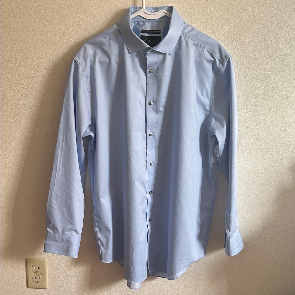 Awareness Kenneth Cole Performance Stretch Sky Blue Dress Slim Fit XL Shirt